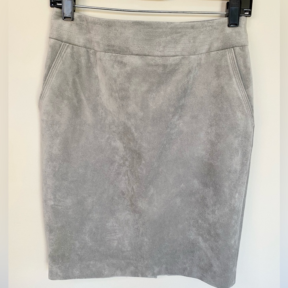 Calvin Klein Petites Faux Suede Skirt Tin Light Gray 4P